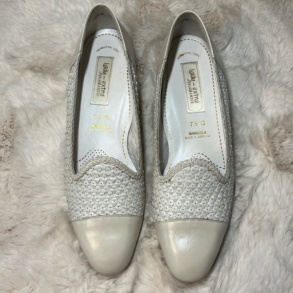 Salamander Manuela Vintage Pearlescent Basketweave Low Heel Leather Pumps